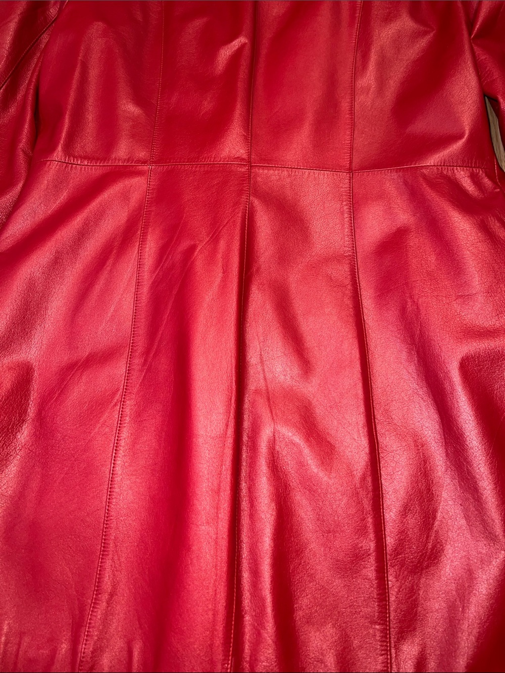 Danier Red Leather Button-Front Trench Coat - Picture 7 of 16